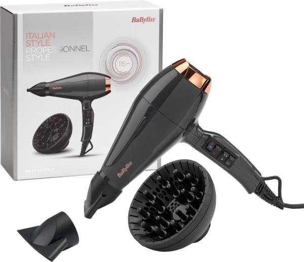 BaByliss Italian Air Pro 2200 6719DE fén na vlasy,  2200 W,  3 teploty a 2 rychlosti,  ionizace,  černá5