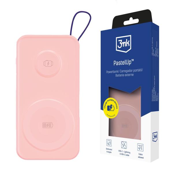 3mk PastelUp Powerbank 10, 000mAh 22.5W USB 1A1C - Pink