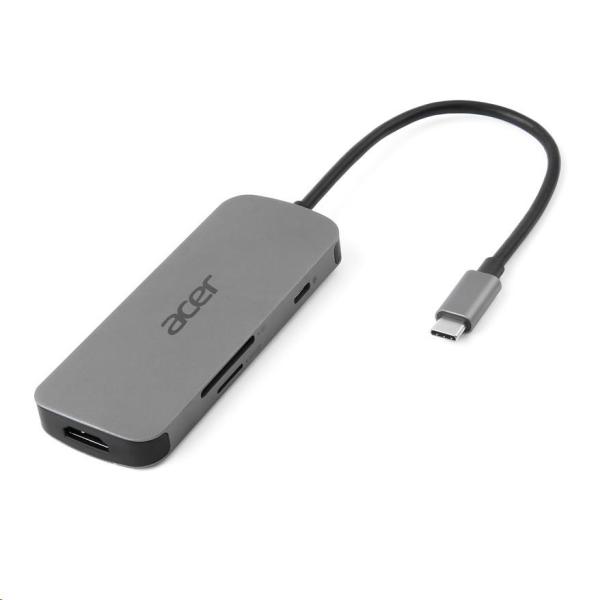 ACER Dokovací stanice 7IN1 TYPE C DONGLE: 1x HDMI,  1x DP,  1x USB-C, 2x USB3.2,  1x RJ-45, 1x 3.5mm audio port