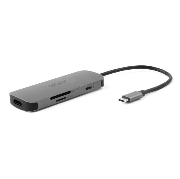 ACER Dokovací stanice 7IN1 TYPE C DONGLE: 1x HDMI,  1x DP,  1x USB-C, 2x USB3.2,  1x RJ-45, 1x 3.5mm audio port1