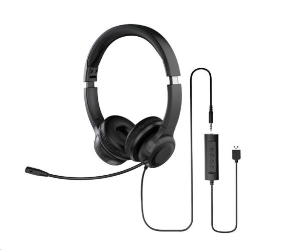 ACER Office Headset, 3,5 mm Jack / USB s ovládáním na kabelu