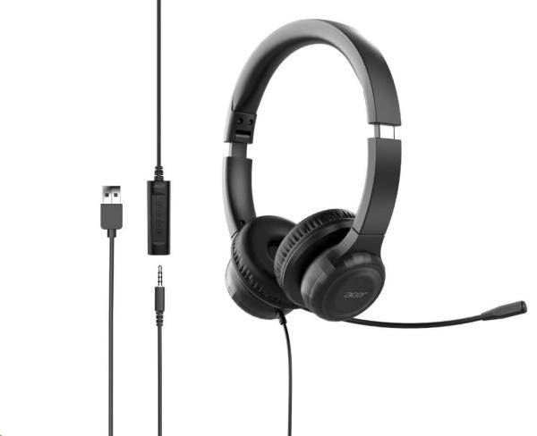 ACER Sluchátka,  Office Headset,  3, 5 mm Jack /  USB s ovládáním na kabelu1