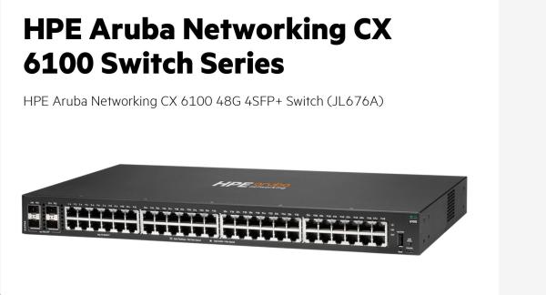 HPE Aruba Networking CX6100 48G 4SFP+ Switch RENEW JL676A9