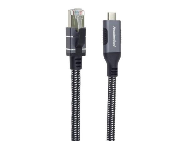 PremiumCord Ethernetový kabel USB-C na LAN RJ45 10 100 1000, 1m1