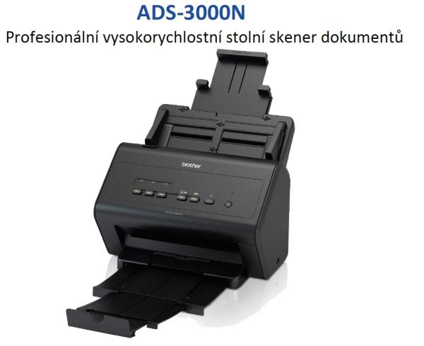 BROTHER skener ADS-3000N (až 50 str min, 600 x 600 dpi, aut. duplex, 256MB, USB 3.0) LAN