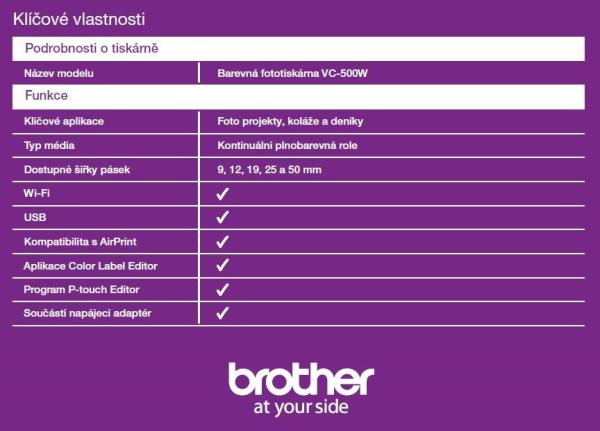 Tlačiareň štítkov BROTHER FOTO - VC500W - WIFI,  USB,  farebná bez atramentu - integrovaná rezačka2
