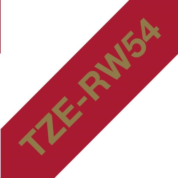 BROTHER TZE-RW54 - 24 mm široká kazeta s TZ páskou,  4 m TEXTILNÁ páska - na výrobu darčekov - NEŠTÍRIVÁ - ČERVENÁ PÁSKA0