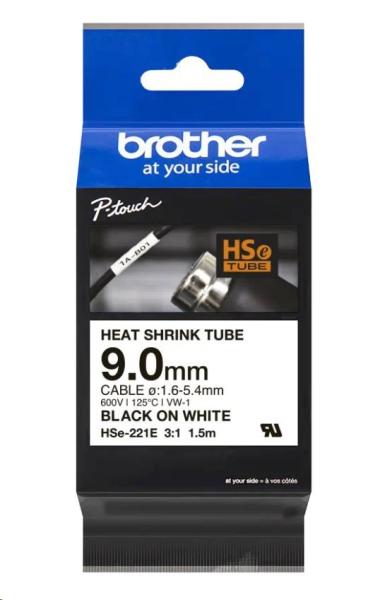 BROTHER smršťovací bužírka - HSE-221E bílá pro E300VP H300 H500 E550 P700 P750 D800 P900 P950 - 9, 0 mm/  1, 6-5, 4 /  3:11