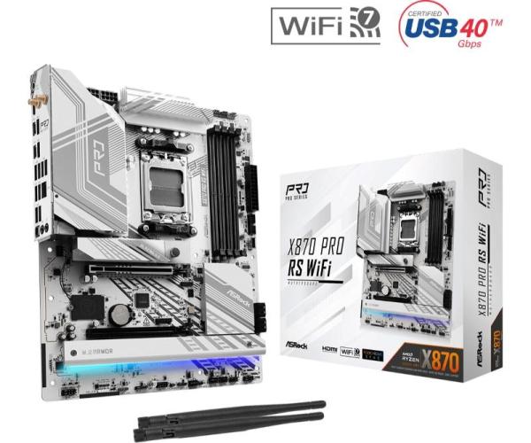 ASRock MB Sc AM5 X870 PRO RS WIFI,  AMD X870,  4xDDR5,  1xHDMI,  2xThunderbolt,  WI-FI