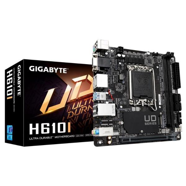 GIGABYTE MB Sc LGA1700 H610I,  Intel H610,  2xDDR5,  2xDP,  1xHDMI,  1xVGA,  Mini-ITX