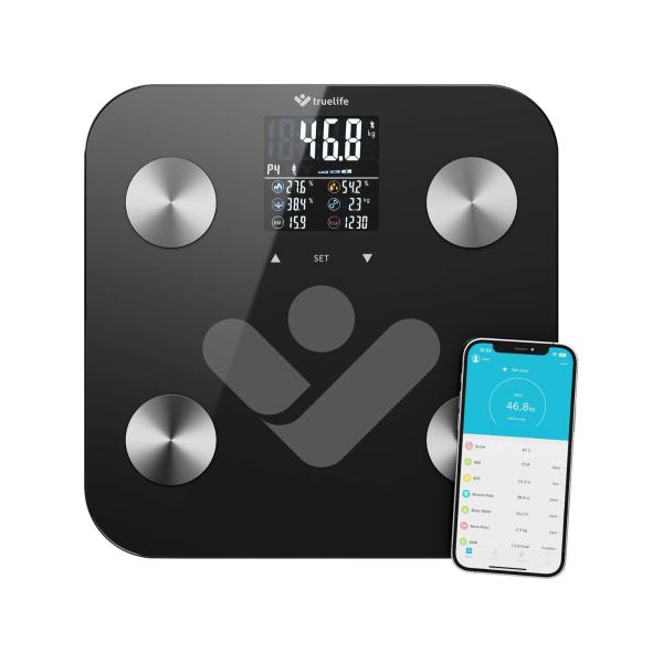 TrueLife FitScale W6 BT - Bioelektrická impedanční bluetooth váha - černá1