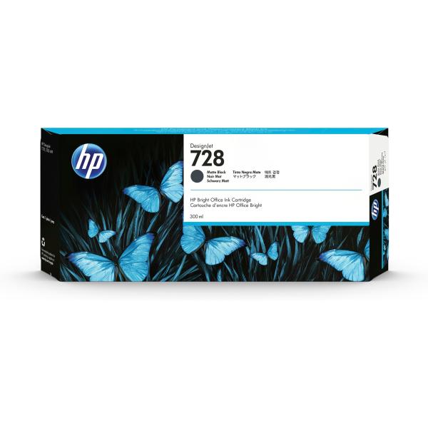 BAZAR - HP 728 300-ml Matte Black DesignJet Ink Cartridge - Poškozený obal (Komplet)