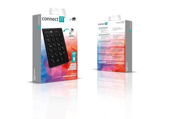 CONNECT IT NumCalc bezdrátová numerická klávesnice,  1x AAA baterie, černá5