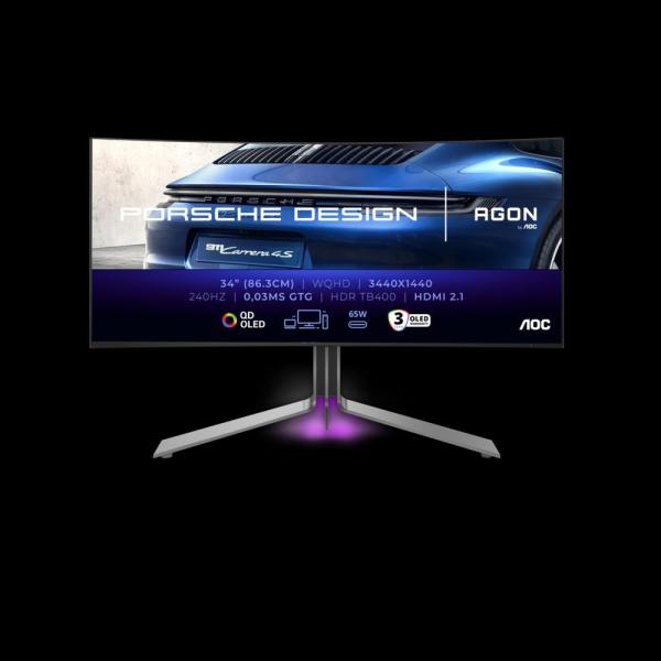 AOC AGON PRO PD34 34" QD-OLED 3440x1440 240Hz 0, 03ms Blck-Slvr 3R