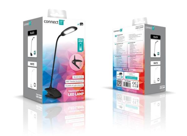 CONNECT IT Stolní LED lampa CLIP s klipem, černá5