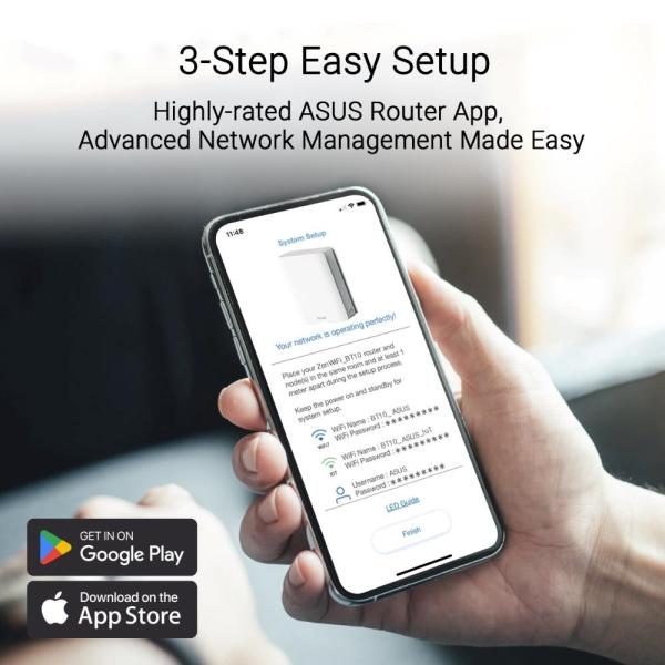 ASUS ZenWifi BT10 1-pack,  WiFi7 Extendable Router,  AiMesh,  2x WAN/ LAN,  1x LAN,  1x 3.012