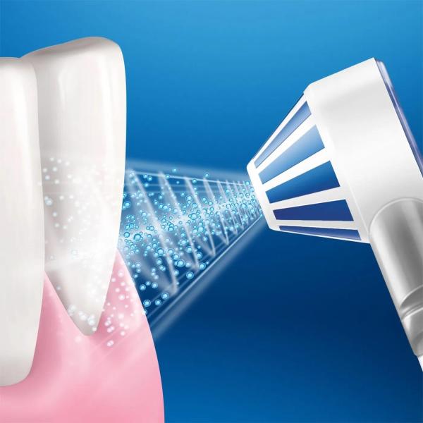 Oral-B Aquacare 4 ústní sprcha,  4 režimy,  2 intenzity,  šetrná k rovnátkům,  technologie Oxyjet,  bezdrátový provoz4