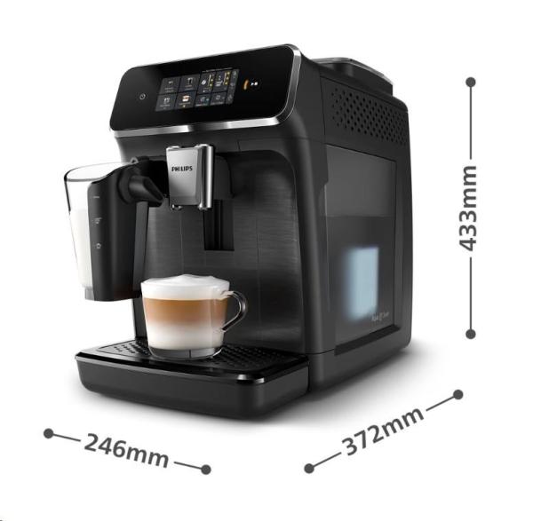 Philips Series 2300 LatteGo automatický kávovar,  1500 W,  15 bar,  vestavěný mlýnek,  mléčný systém1