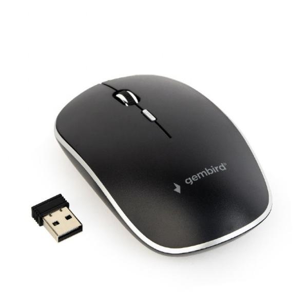 GEMBIRD myš MUSW-4BS-01,  černá,  bezdrátová,  USB nano receiver