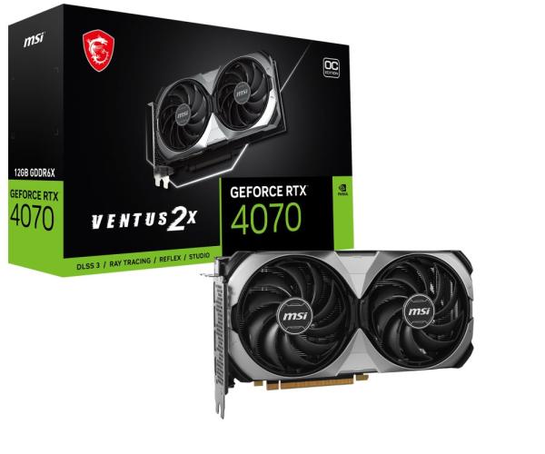 MSI VGA NVIDIA GeForce RTX 4070 VENTUS 2X E1 12G OC,  12G GDDR6X,  3xDP,  1xHDMI