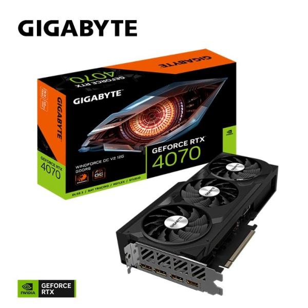 GIGABYTE VGA NVIDIA GeForce RTX 4070 WINDFORCE OC 12G V2,  12G GDDR6,  3xDP,  1xHDMI