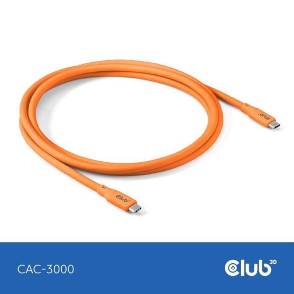 Club3D Kabel USB-C 4.0, 20Gbps, 4K60Hz, PD 240W, 2m, oranžová1