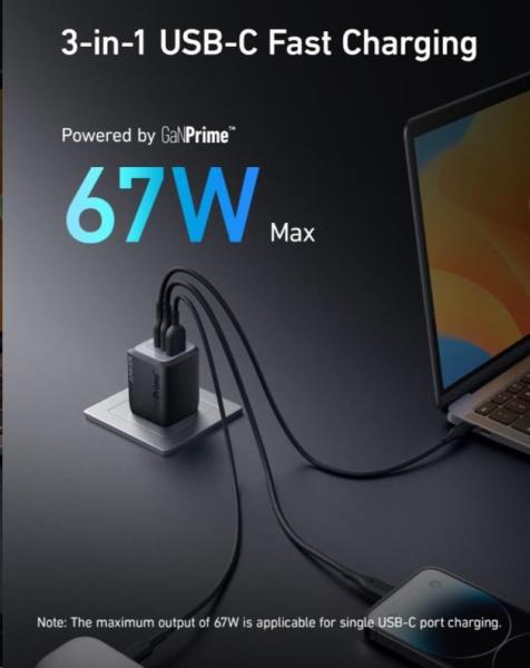 Anker 735 Prime Wall Charger 67W, 1A/2C, Black1