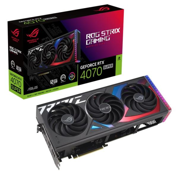 BAZAR - ASUS VGA NVIDIA GeForce RTX 4070 SUPER ROG STRIX 12G,  12G GDDR6X,  3xDP,  2xHDMI - Poškozený obal (Komplet)