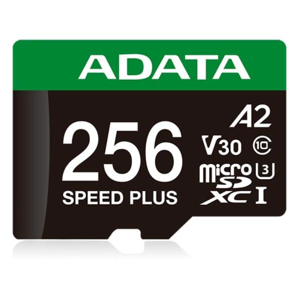 ADATA MicroSDXC karta 256GB Speed Plus, U3, C10, A2, V30 (R:180/W:160 MB/s) + SD adaptér1