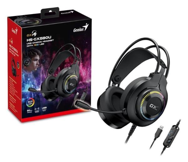 GENIUS sluchátka s mikrofonem GX GAMING HS-GX580U, USB, RGB, černá2