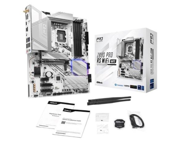 ASRock MB Sc LGA1851 Z890 PRO RS WIFI WHITE,  Intel Z890,  4xDDR5,  1xHDMI,  WI-FI6