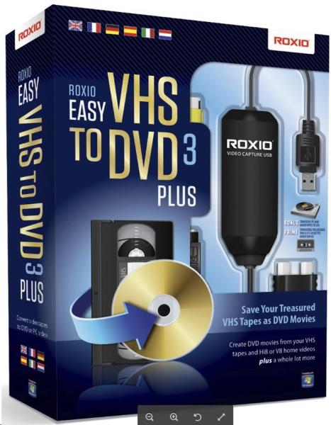 BAZAR - Roxio Easy VHS to DVD 3 Plus BOX - jazyk EN FR DE ES IT NL - Poškozený obal (Komplet)