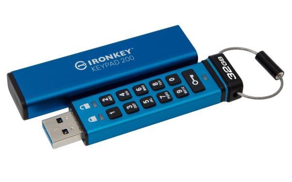 Kingston Ironkey Keypad 200C/ 32GB/ 145MBps/ USB 3.0/ USB-C/ Modrá