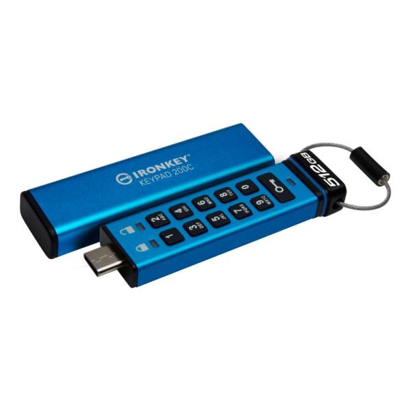 Kingston Flash Disk IronKey 512GB USB-C IronKey Keypad 200C,  FIPS 140-3 Lvl 3 (Pending) AES-2561