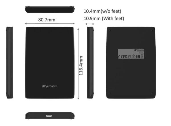 VERBATIM externí SSD 512GB Store "n" Go Slim Portable USB 3.0,  USB-A/ USB-C,  černá2