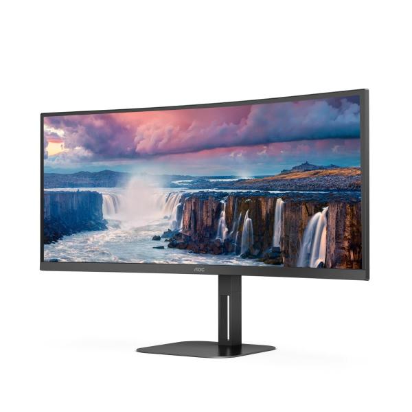 AOC MT VA LCD WLED 34" CU34V5C BK - VA panel, 3440x1440, HDMI, DP, USB, USB-C, nast. vyska, repro, zakriven, rozbalen1