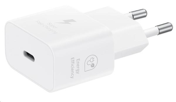 Samsung cestovní nabíječka EP-T2510NWE, GaN Tech, Fast charging, 25W, USB-C, bílá