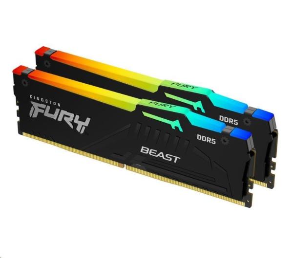KINGSTON DIMM DDR5 32GB (Kit of 2) 6000MT/ s CL36 FURY Beast RGB Černá EXPO