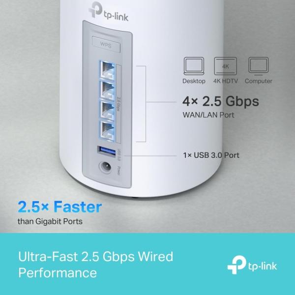 TP-Link Deco BE65(3-pack) WiFi7 Mesh(BE9300, 2, 4GHz/ 5GHz/ 6GHz, 4x2, 5GbELAN/ WAN,  1xUSB3.0)5