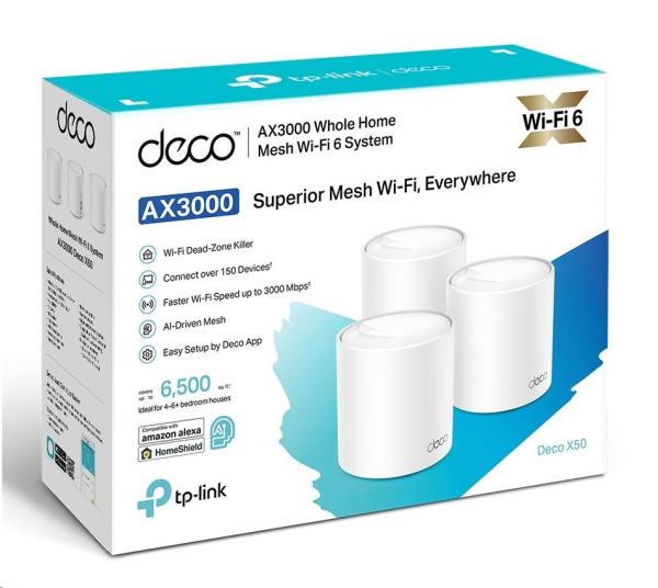 BAZAR - TP-Link Deco X50(3-pack) WiFi6 Mesh (AX3000, 2, 4GHz/ 5GHz, 3xGbELAN/ WAN) - použitý4