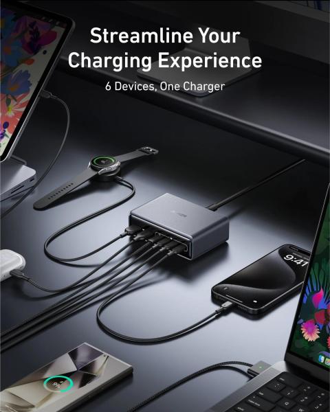 Anker Prime Charger, 200W stolní GaN nabíčjeka, 4x USB-C, 2x USB-A, PowerIQ 3.0, podpora PPS3