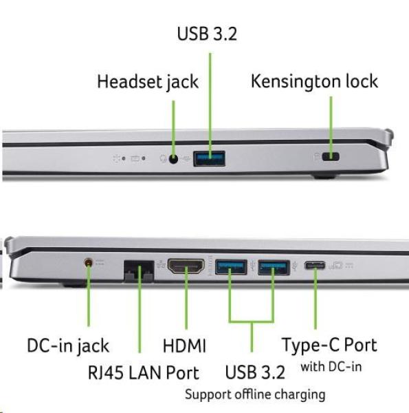 Acer Aspire 3 15/ A315-44P-R40T/ R7-5700U/ 15, 6"/ FHD/ 8GB/ 512GB SSD/ Vega 8/ bez OS/ Silver/ 2R8