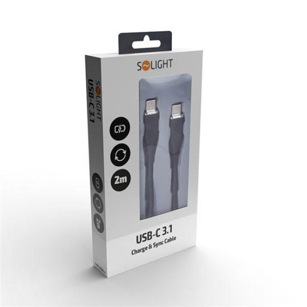 Solight USB-C 3.1 kabel,  USB-C konektor - USB-C konektor,  silikon,  2m2