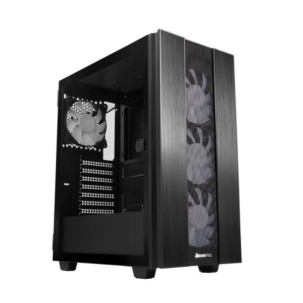 CHIEFTEC skříň HUNTER 2,  ATX,  1x USB-C,  1x USB 3.1,  4x 120mm ARGB Fan,  ARGB Hub,  černá2