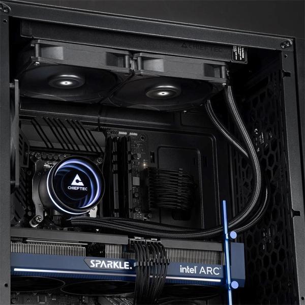 CHIEFTEC vodní chlazení CPU Iceberg 240 Dark,  2x120mm,  ARGB vodní blok,  LGA1851,  AM5,  černá1