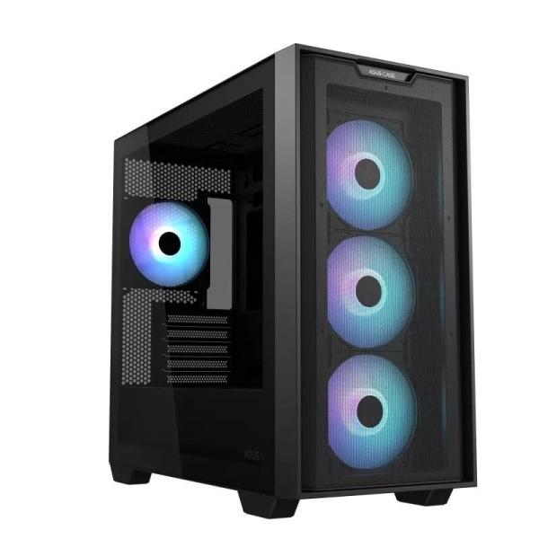 ASUS case A21 PLUS,  Mini Tower,  průhledná bočnice,  4x 120mm ARGB Fan,  černá