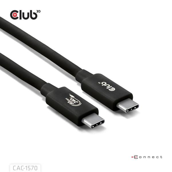 Club3D Kabel USB4 v2 Typ-C,  80Gbps,  Certifikovaný kabel,  4K540Hz,  8K240Hz,  16K60Hz,  PD 240W,  1, 2m2