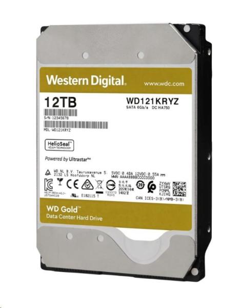 WD GOLD WD121KRYZ 12TB SATA/  6Gb/ s 256MB cache 7200 otáčok za minútu,  CMR,  Enterprise2