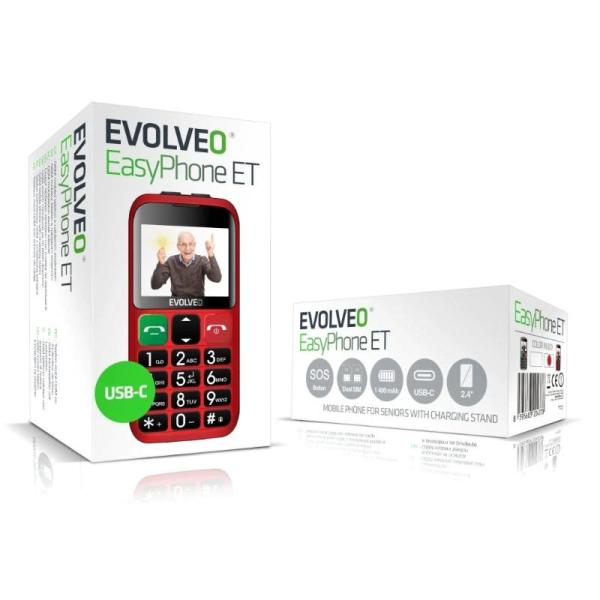 EVOLVEO Mobilní telefon pro seniory s nabíjecím stojánkem EasyPhone ET, červená5