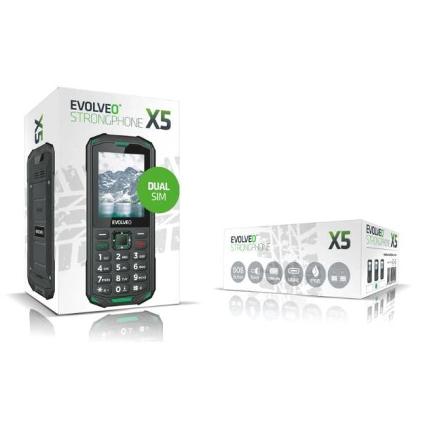 EVOLVEO StrongPhone X5, vodotěsný odolný Dual SIM telefon, černo-zelená8